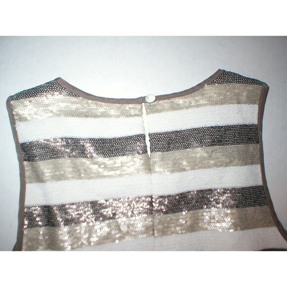 NWT $278 Worth NY Womens 2 Top Designer New York Brown Sequin Tank Tan White Str - Picture 4 of 4
